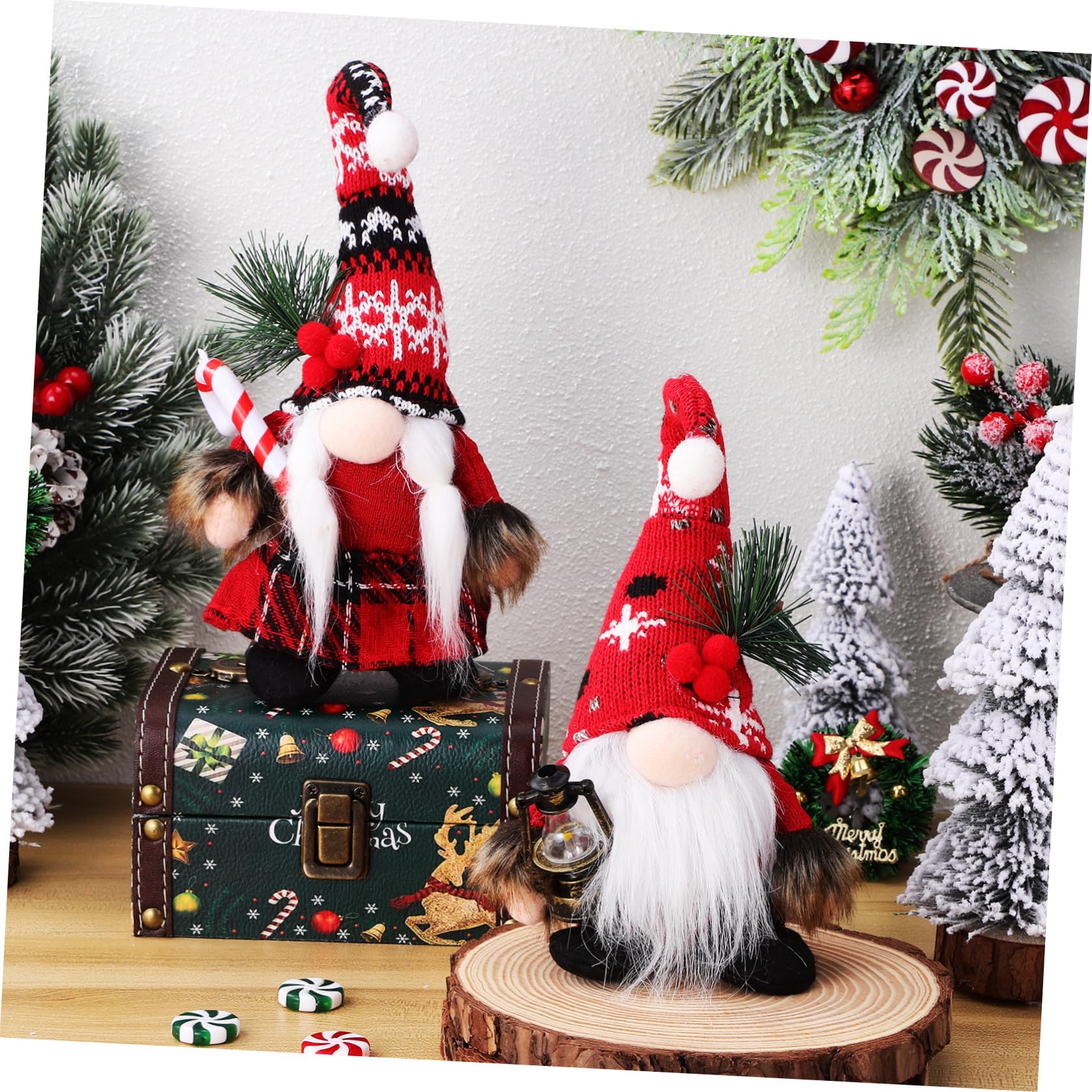 Toyvian 6 Piezas Conjunto de Gnomos Navideños de Peluche Rojo Copos