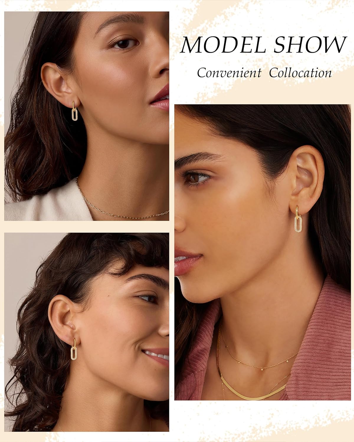 TOBENY Gold Earrings for Women Trendy Dainty Paperclip Link Drop Dangle Earrings 14K Gold Plated Chunky Small Hoop Earrings Lightweight Hypoallergenic Chain Huggie Earrings Jewelry for Gifts - Image 5