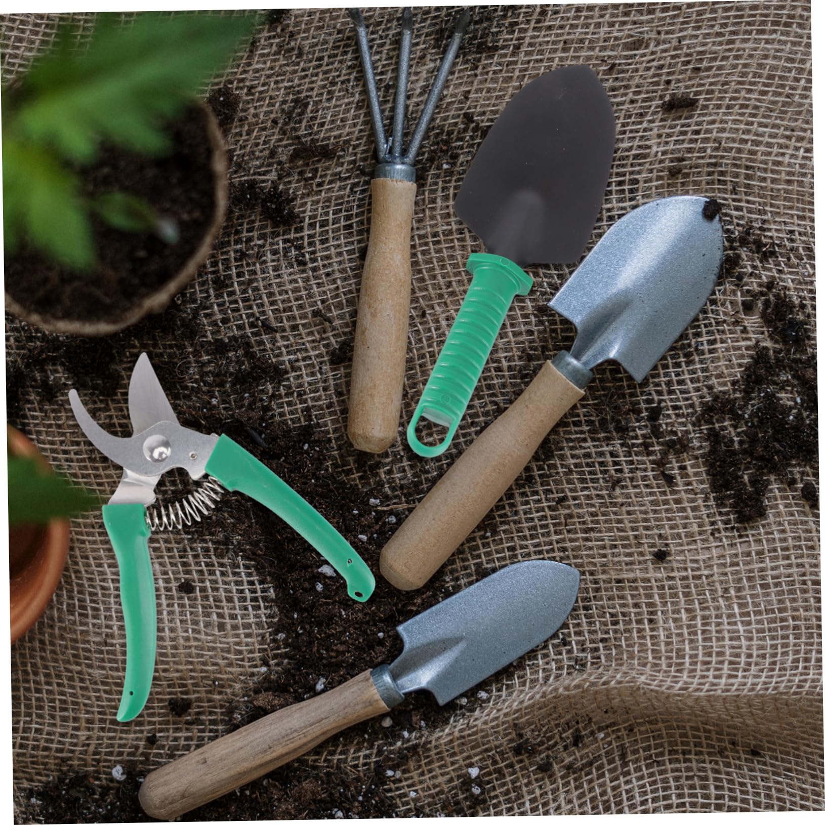 INOOMP 10piezas Herramientas De Jardinería con Estuche Incluye Pala Tijeras Rastrillo y Pulverizador De Agua para Huerto y Jardín