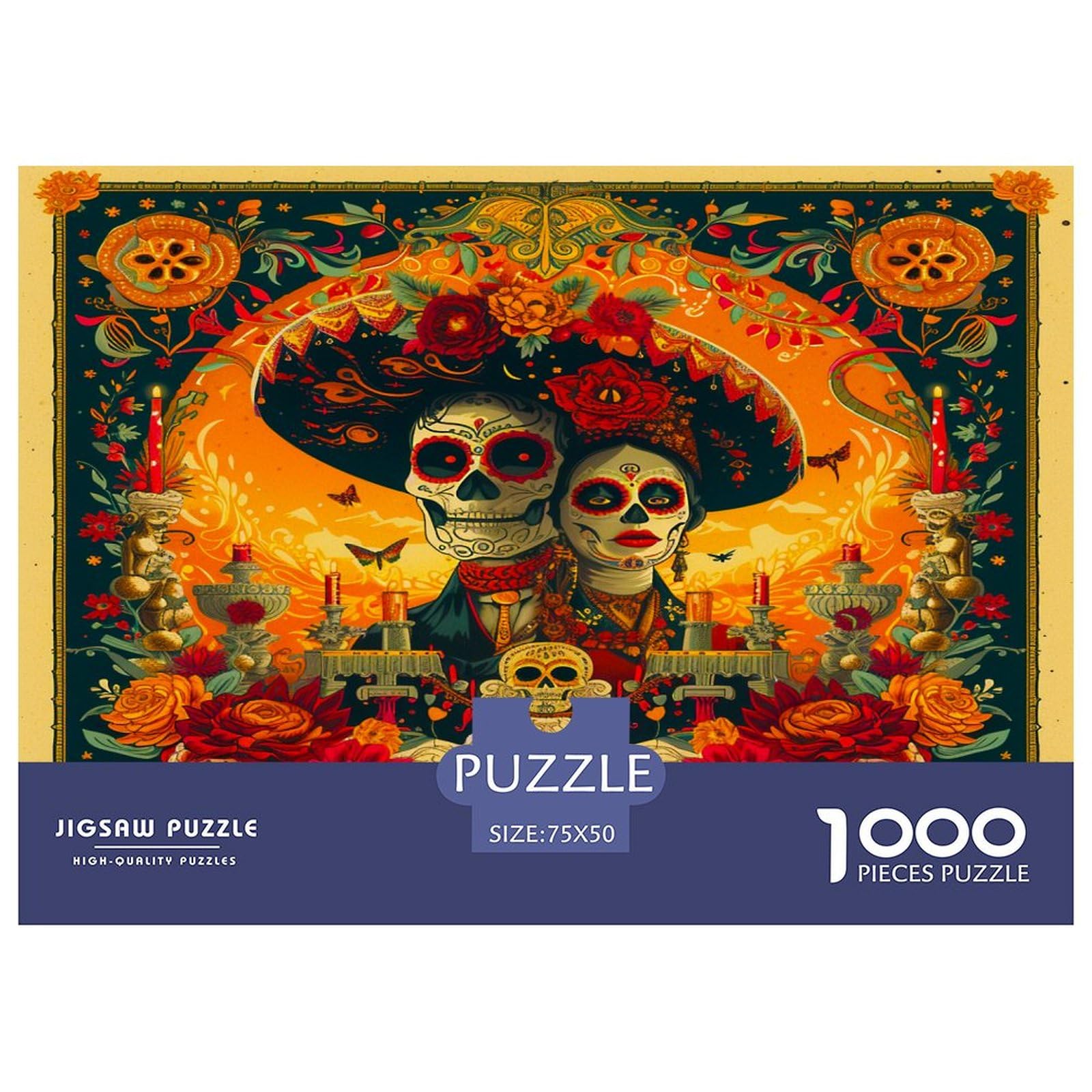 Cross & Glory 'Skelett-Fiesta' Puzzle 1000 Teile Für Erwachsene – Bunte Spanische Kunst, 50,8 X 68,6 Cm