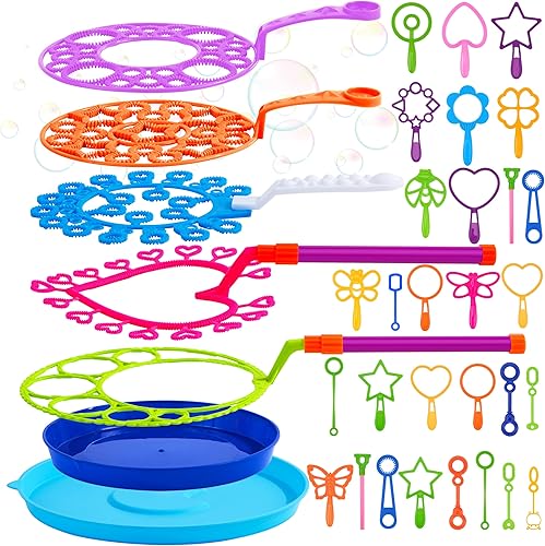 Miniatura 8 de JOYIN Juego de varitas de burbujas grandes, juguetes de varita de burbujas gigantes con bandeja a granel, fabricante de burbujas grande para niños y