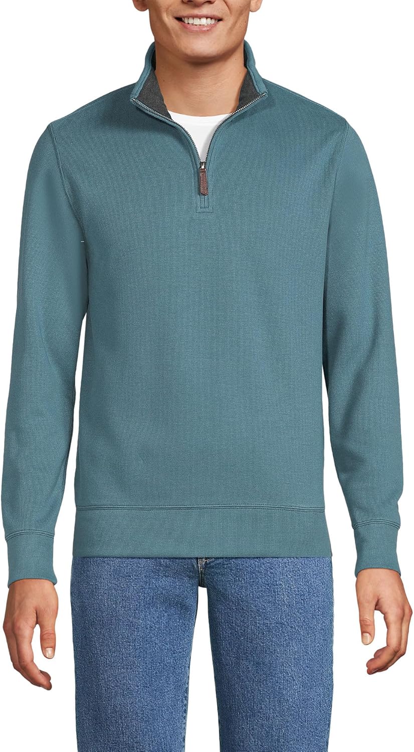 Lands' End Bedford Rib Quarter Zip Pullover Sweater