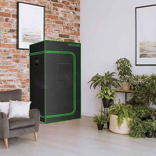 Miniatura 8 de MELONFARM Carpa de Cultivo 2x2, 24"x24"x48'' Lona Mylar Diamante 600D Altamente Reflectante con Ventana de Observación y Bandeja de Piso para