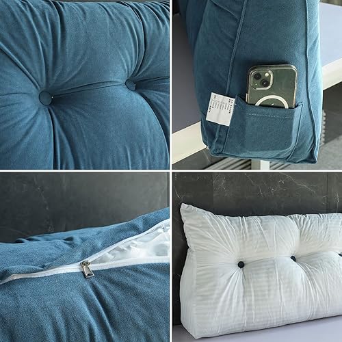 Miniatura 6 de Almohada de cuña para cabecera para dormir, almohadas de descanso de espalda con funda extraíble, almohada de lectura triangular para sentarse en la