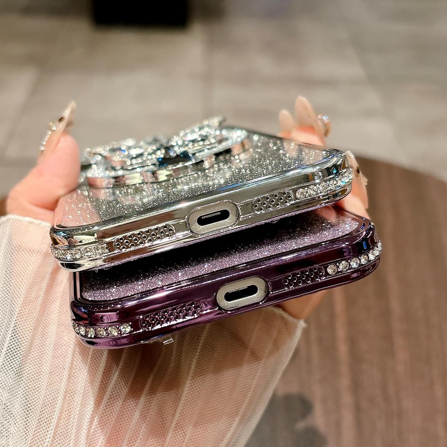 Magnetic Glitter Case for iPhone 17 Pro,[Compatible with MagSafe] Cute Bling Sparkly Diamond with Camera Protector &Butterfly Kickstand &Makeup Mirror Women Girls Case for iPhone 17 Pro, Pink - Image 7