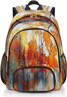 Outono Ação de Graças Arte Folhas Mochila Escolar para Adolescentes Meninos Meninas Folha Outono Natureza Mochila Faculdade Mochilas com Alça de Peito Viagem Computador Casual Mochila, Folhas