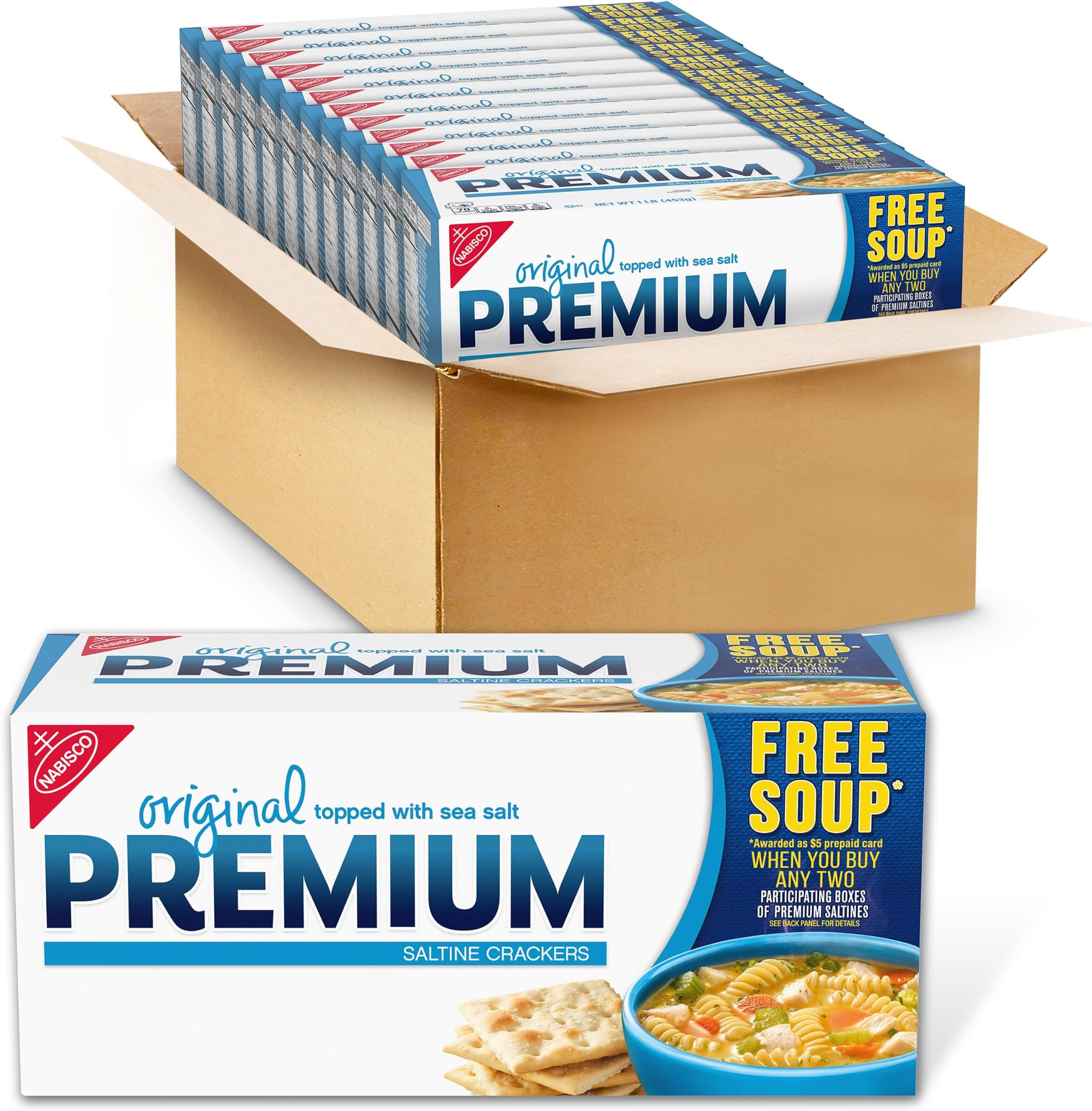 Premium Original Saltine Crackers, Lunch Snacks, Bulk Snacks, 12 Boxes