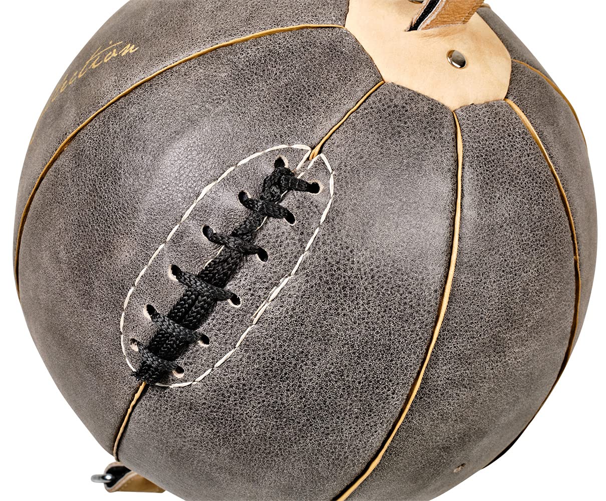 Bad Company Retro Doppelendball aus Rindsleder inkl. elastischen Spanngurten I 25 cm Durchmesser I Boxball für das Reflex- und Boxtraining