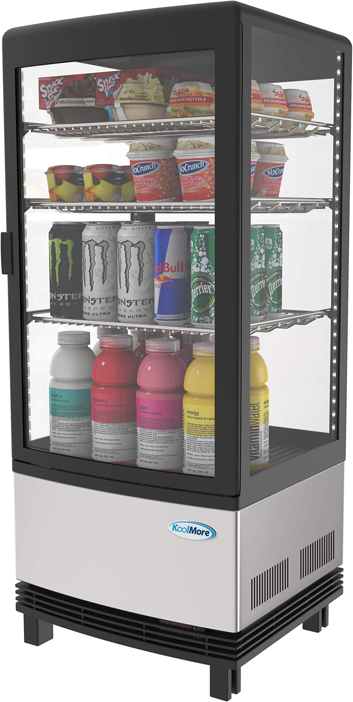 Countertop Refrigerator Display Case Commercial Beverage Cooler with LED lighting - 3 cu. ft Capacity, Stainless Steel (CDCU-3C-SS)