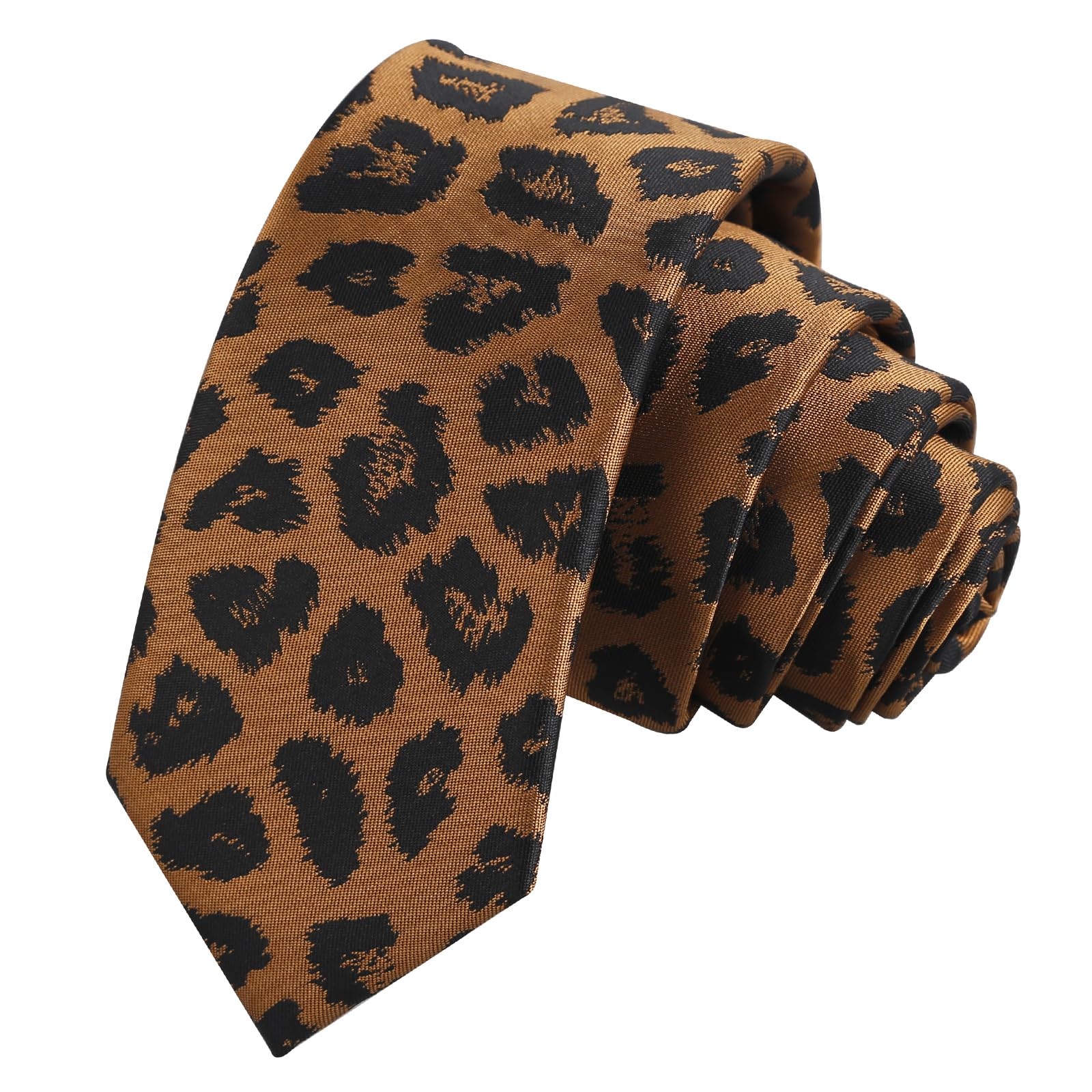 Alizeal Mens Leopard Necktie with Pocket Square Set, 3.15''/2.36''