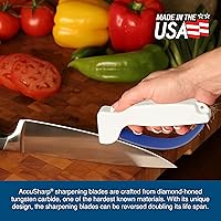 Vista 7 de AccuSharp Knife Sharpener, Ergonomic Comfortable Handle, Compact & Easy to Use, Restore and Hone Straight & Serrated Knives, White Blanco
