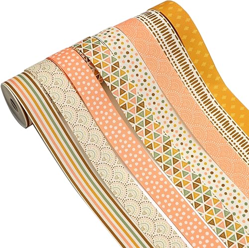 Miniatura 2 de David accessories Cinta de cinta de rayas de puntos de 1 pulgada de ancho x 40 yardas en total, 8 rollos de 5 yardas para bricolaje hecha a mano con