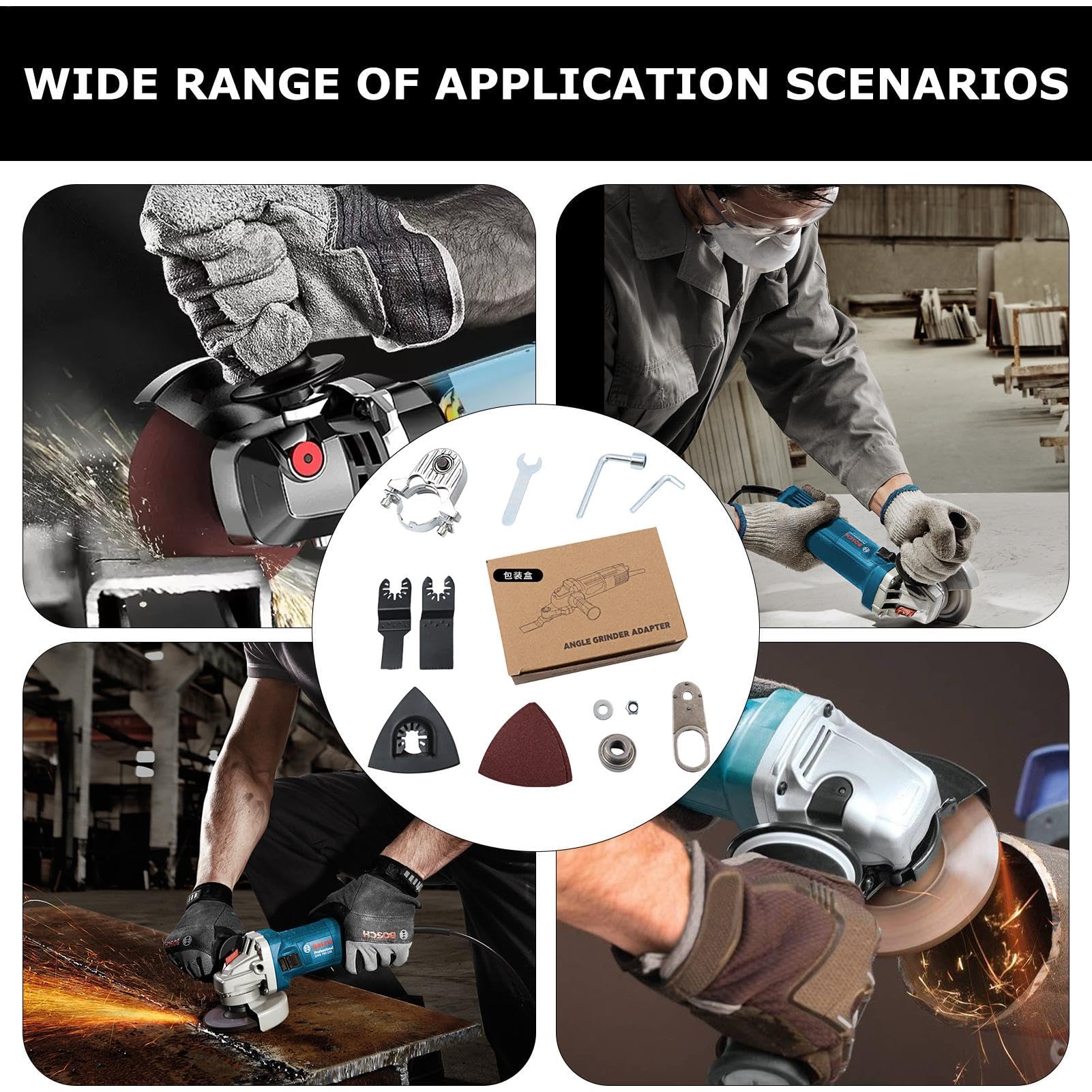 Juego de herramientas oscilantes para amoladora angular, kit de cabezal de conversión de amoladora angular,Juego de hojas de sierra oscilante multifunción - Kit adaptador de cabezal para amoladora ang