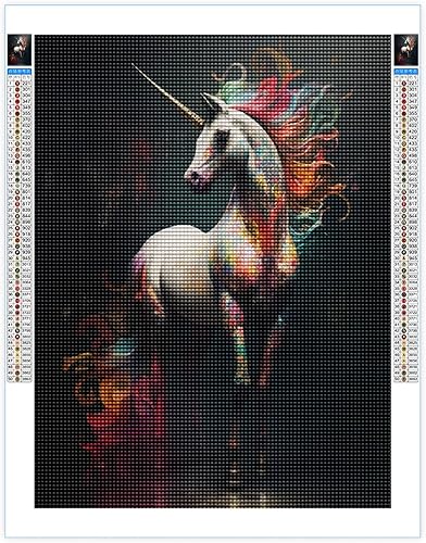 Kit de pintura de diamantes de caballo de unicornio fuerte para adultos, 5D DIY redondo taladro completo punto de cruz, diamantes de imitación de