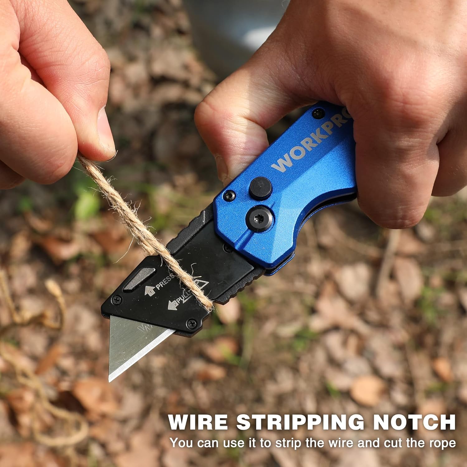 WORKPRO Folding Utility Knife, Heavy Duty Metal, Quick Open Botton Lock Box Cutter, Quick Change Blade Razor Knife, 1PC with 10 Extra SK5 Blades