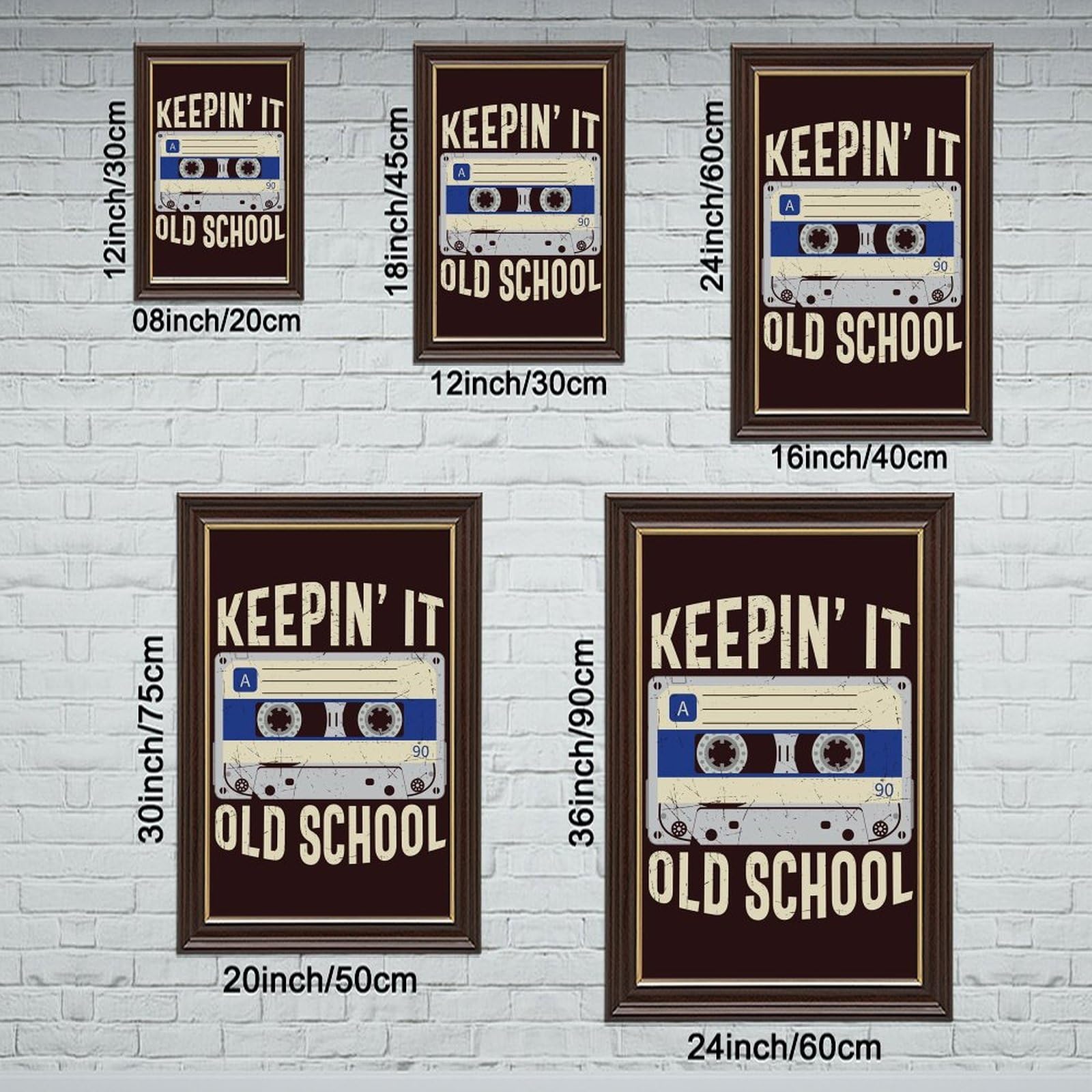 Poster in metallo Old School Hip Hop anni '80, poster su tela, decorazione artistica da parete, dipinti per soggiorno, camera da letto, decorazione Mokume Gane Cornice: 40,6 cm L x 61 cm W