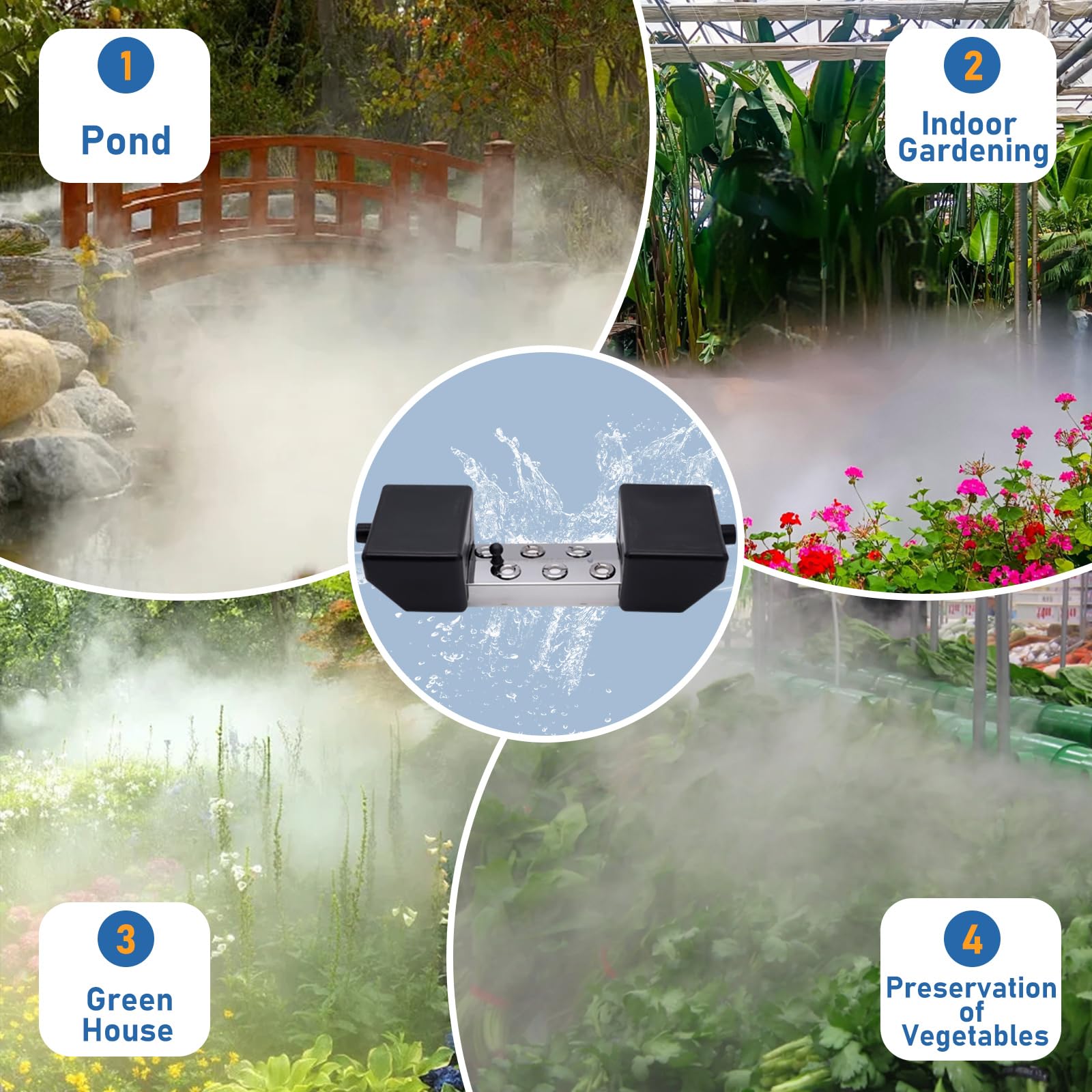 Ultrasuoni Mist Maker Fogger 6 Testa con Galleggiante Stagno Fogger 5.5L/H Halloween Mister Fogger 250W Potenza Acqua Prova Mister Nebbia Umidificatore Conservazione Vegetale Paesaggio Serra