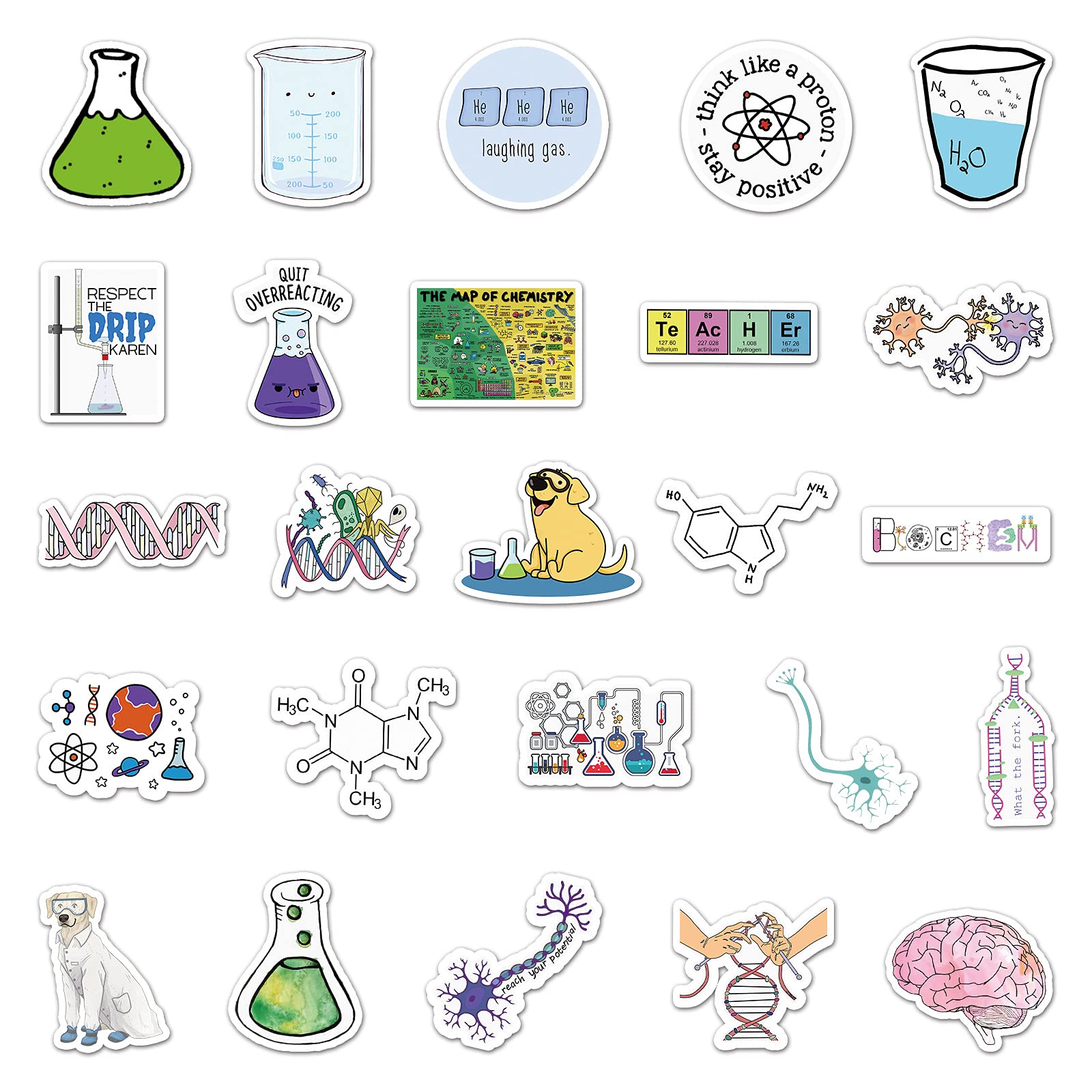 50PCS Physical Chemistry Experiment Sticker for Teenage Students Kids Adults,Science Laboratory Waterproof Decals for Laptop Water Bottle Computer Car Phone Helmet Skateboard Guitar Bike Luggage - Image 2