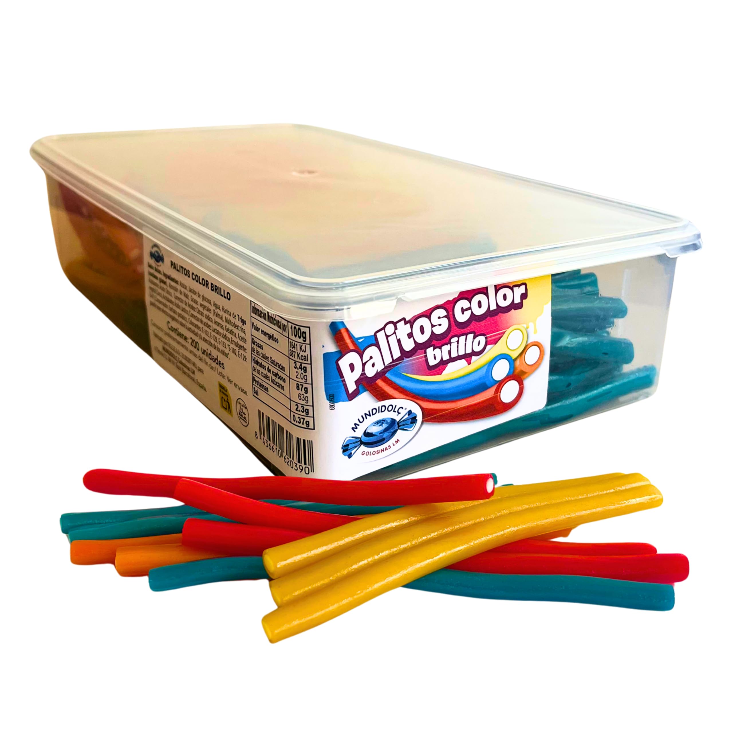 MUNDIDOLÇ Bâtons de Sucre. Sucreries Sucrées. 200 Unités de 4 Saveurs Différentes. Bonbons et Sucreries. Anniversaire et Halloween. Halloween Jelly Beans (Non-acides)