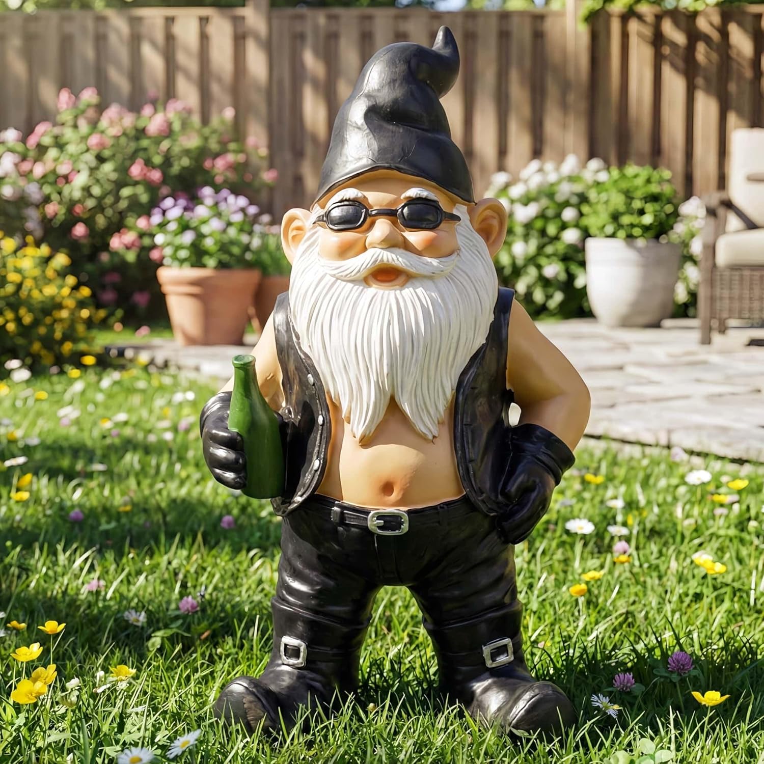 Funny Garden Gnomes Statues - Gnome Sculpture Decor, Gnome Gifts Figurines for Women, Harley Davidson Gifts for Men, Lawn Ornaments for Yard