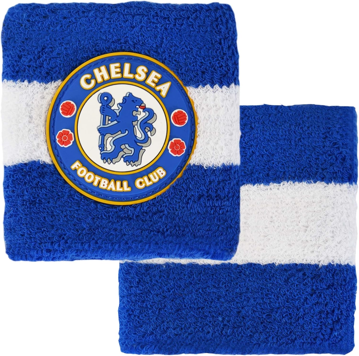 Hy-Pro Officially Licensed Chelsea F.C. Cotton Wristband| Blues, 2 Pack, Sweatband, Kids, Adult, Unisex, Moisture Wicking Sweat Bands, Football, Running, Sports, Gym, Tennis, Exercise