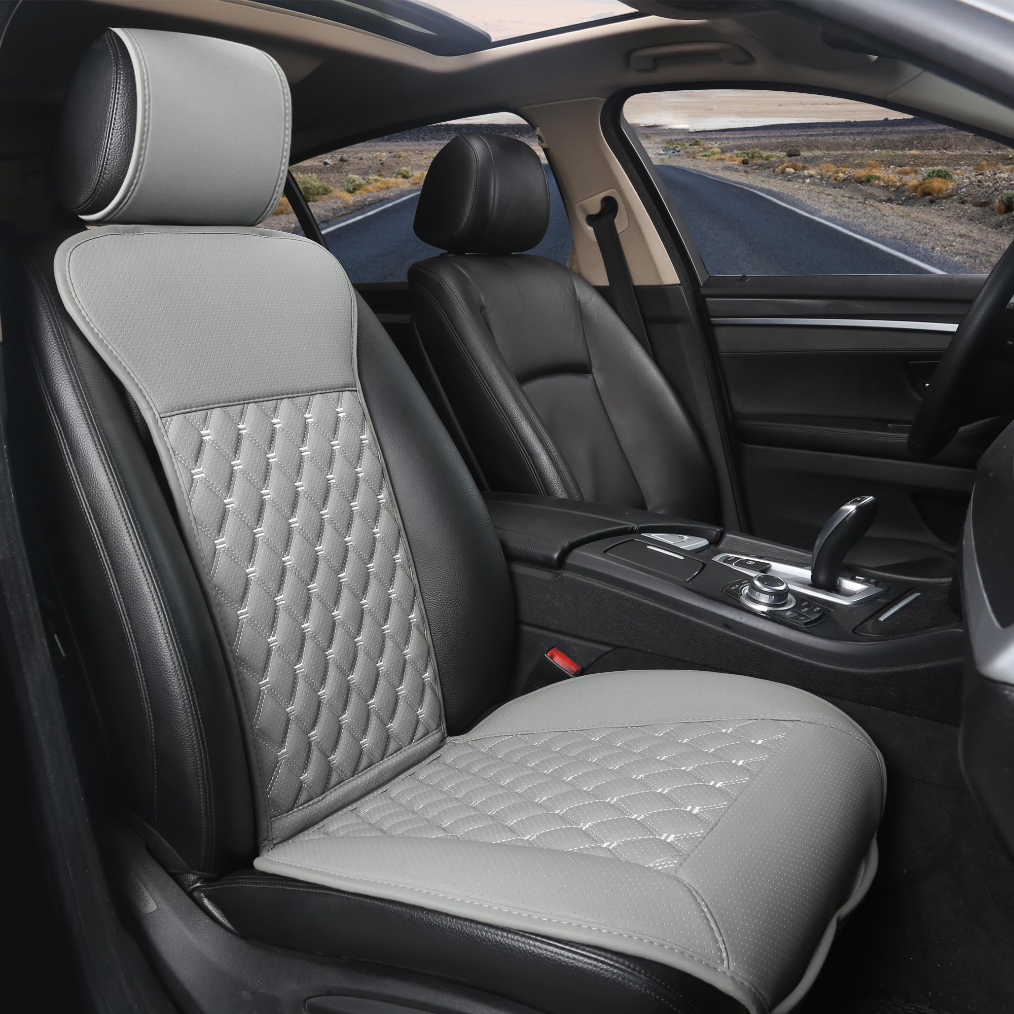 Black Panther 1 Pieza Funda Coche Asiento con Respaldo Accesorios De Coche Apto para Uso en Cuatro Estaciones(Gris)
