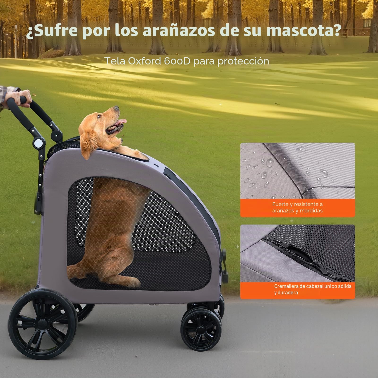 VEVOR Cochecito para Mascotas 4 Ruedas Capacidad de Peso de 173 kg Carrito Portátil para Mascotas con Ventanas de Malla Transpirable Altura Ajustable Cochecito para Animales Pequeños Medianos