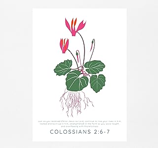 Colossians 2 6 7 Rooted in Christ Modern Floral Christian Wall Art Print, Thankfulness Contemporary Scripture Home Decor Poster A4 UNFRAMED, Crafty Cow Design