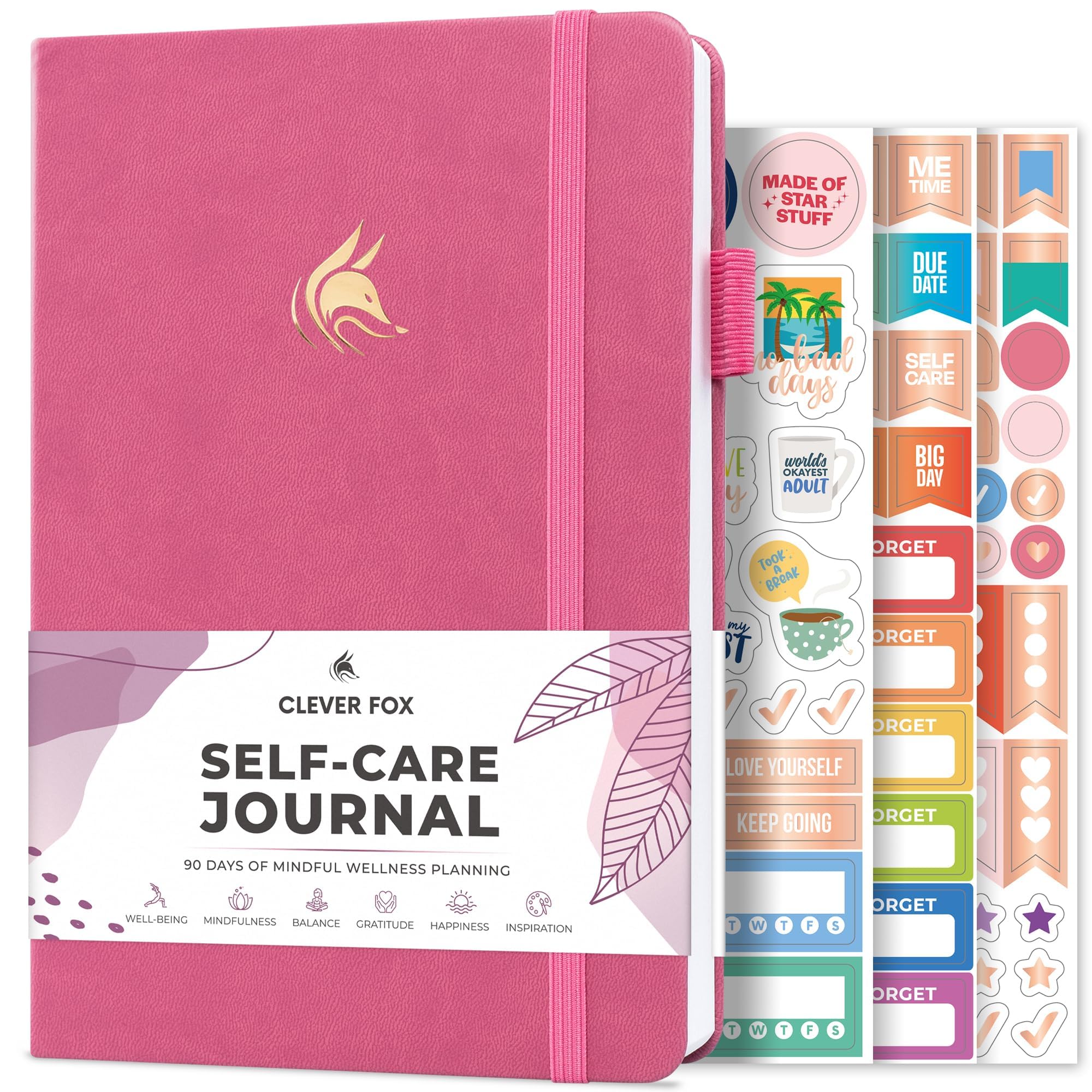 Clever Fox Self-Care Journal – Daily Reflection Notebook – Mental Health & Personal Development Planner, Meditation & Mood Log, A5 (Violet Blossom)