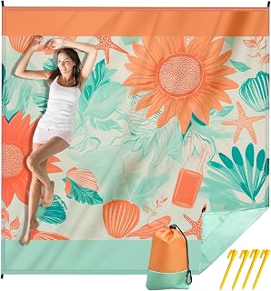 Waterproof Beach Blanket, Sand Free Beach Blanket, Foldable Beach Mat, Beach Mat Accessories Camping Holiday and Travel Picnic Blanket Ultra-Thin and Lightweight with Nails (300x280cm)