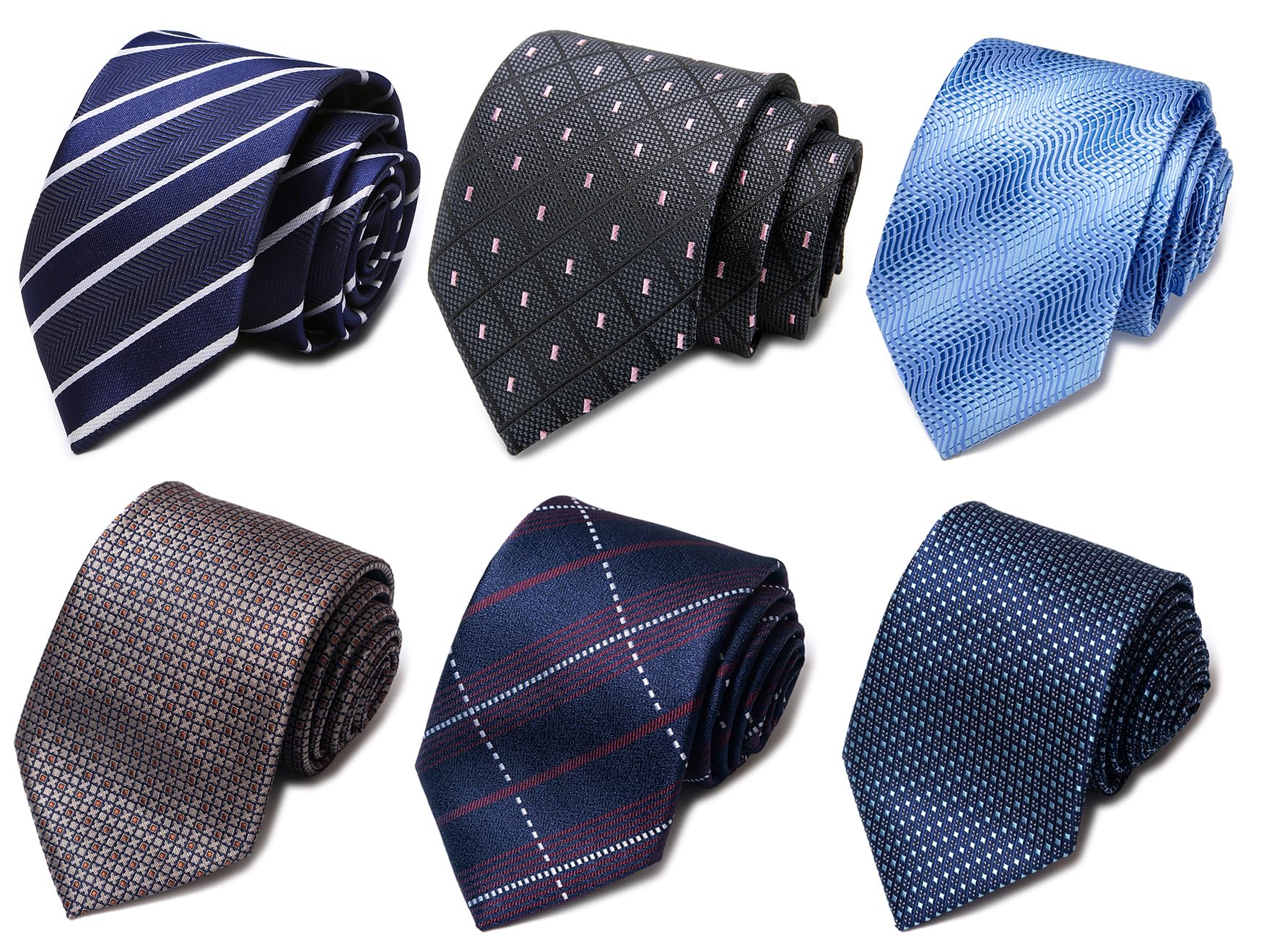 Passabin Krawatten-Set für Herren, gewebt, Jacquard, 6-teillig