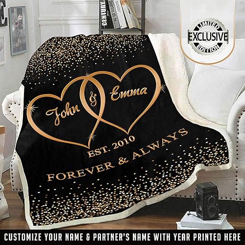 Miniatura 4 de (Mantas personalizadas hechas en Estados Unidos para el más cercano a tu corazón, manta de visón Sherpa personalizada para parejas, personalizada