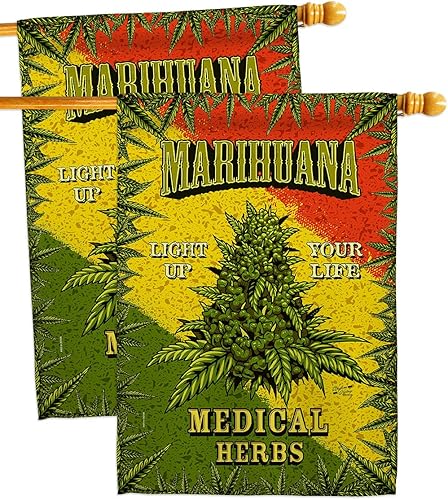 Marihuana - Bandera de casa de 2 piezas, diseño novedoso y moderno, para decoración de jardín, patio, regalo de doble cara, fabricada en Estados