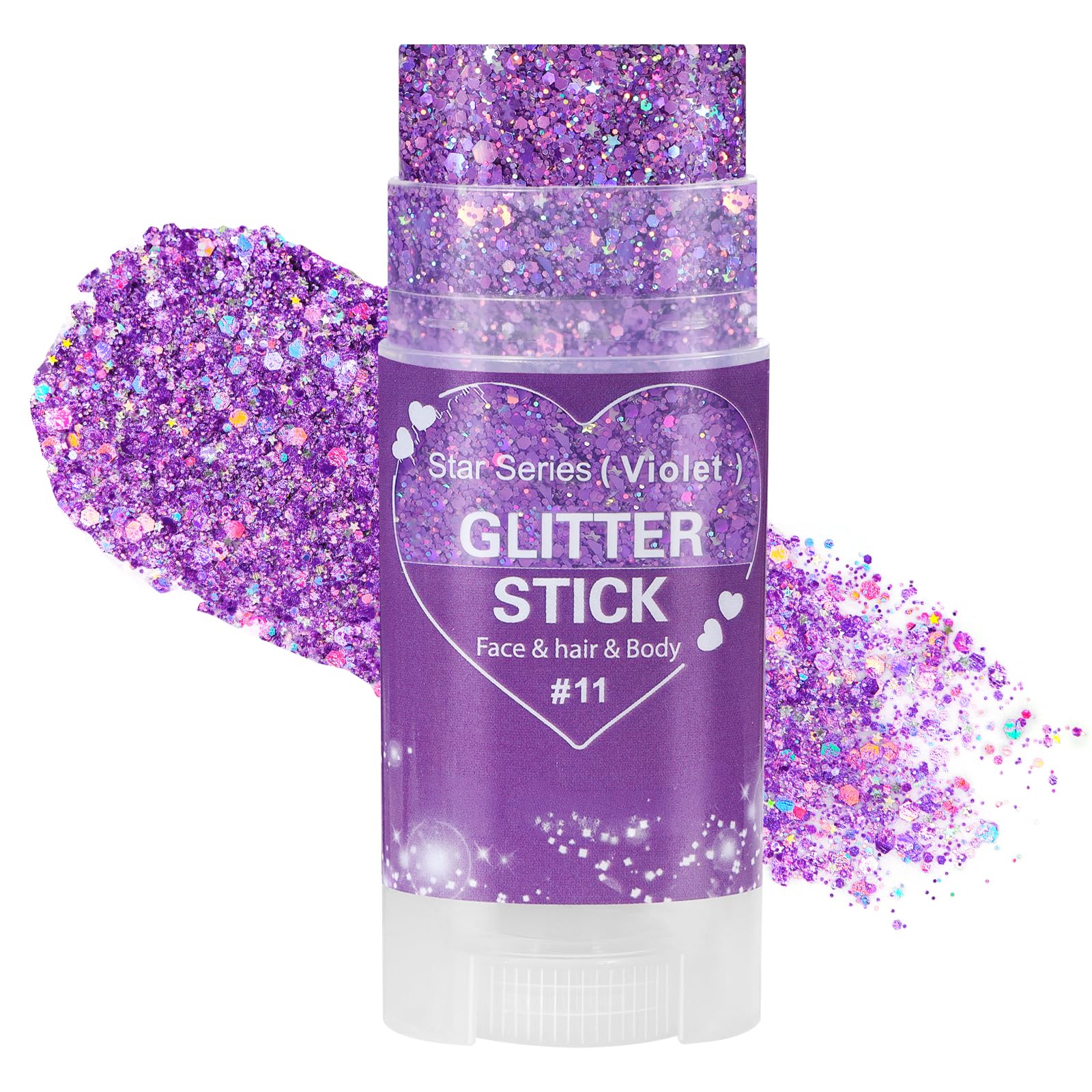 Mysense Violet Body Glitter Stick,Purple Face Hair Glitter for Women Kids
