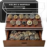 Holme & Hadfield Premium Challenge Coin Display Case for up to 50 Coins – Beautiful 360° Views – Extra Large Handcrafted Military Coin Display Case – Birthday Gift – Luxury Built to Last