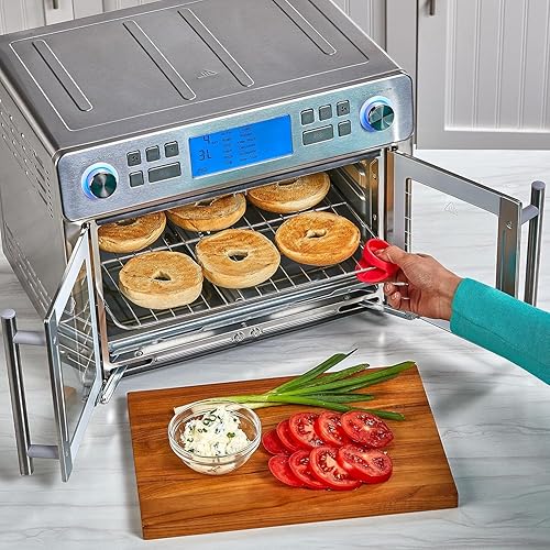 Miniatura 4 de Emeril Lagasse Combo de horno freidora de aire 360 de doble zona con puerta francesa, 25 cuartos de galón extra grande, cocina dos alimentos de