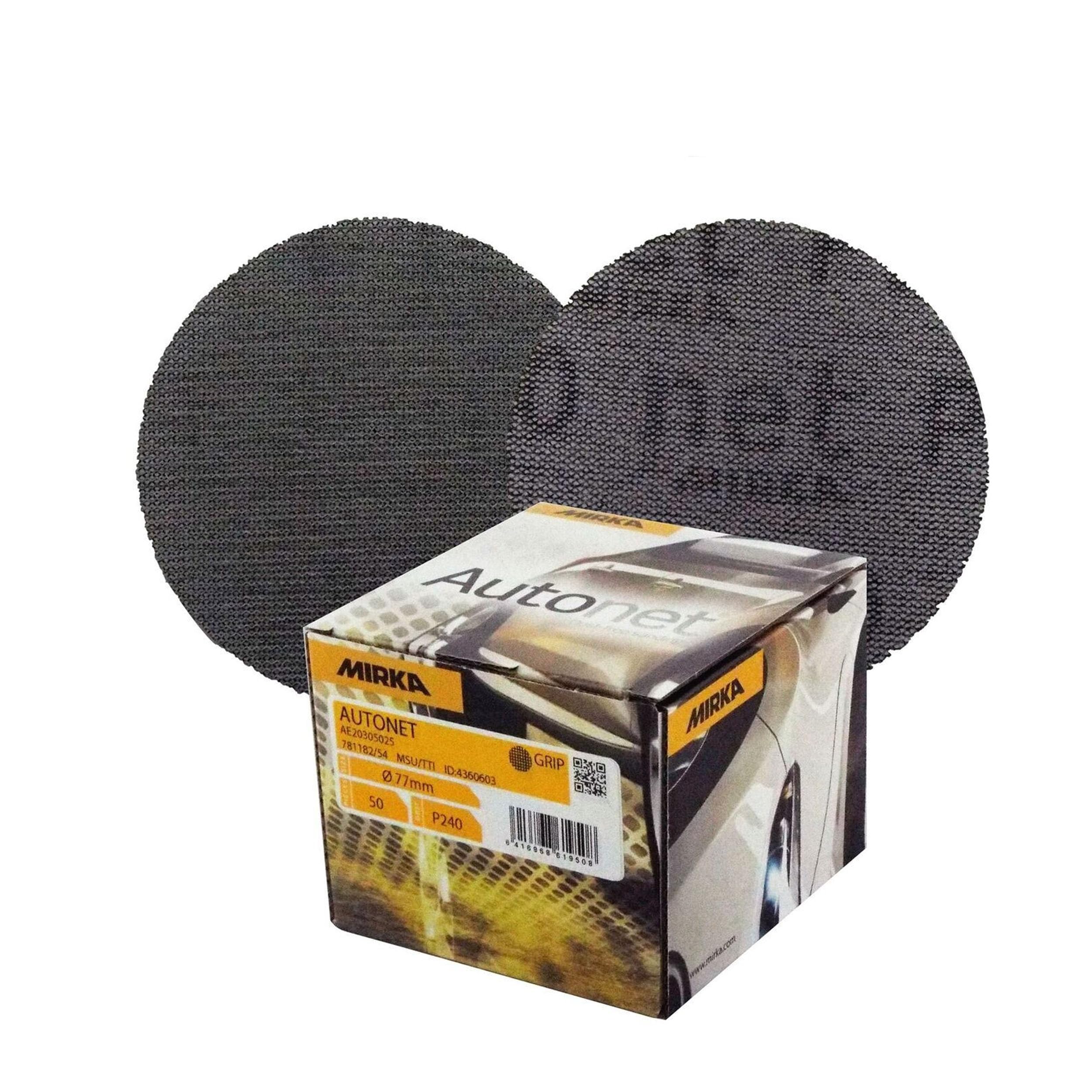 Mirka Autonet 77mm 3" Box 50 Sanding Discs - P240 Grit Abranet Automotive Refinishing Sandpaper Sanding Discs Solid Detailing System