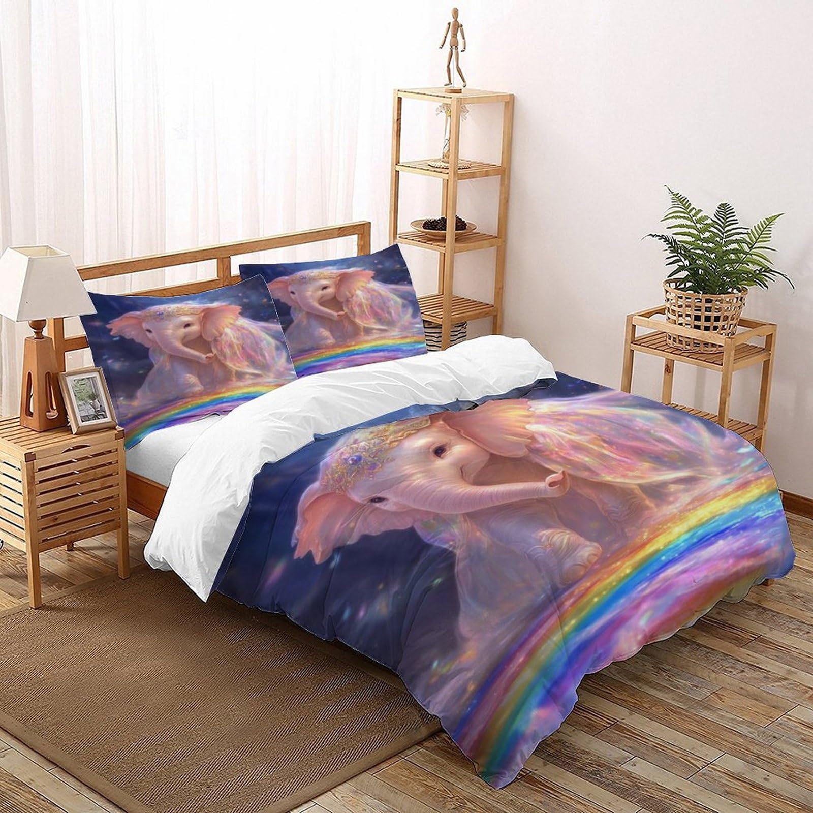 Housse de couette éléphant zippée en microfibre respirante et facile à laver
