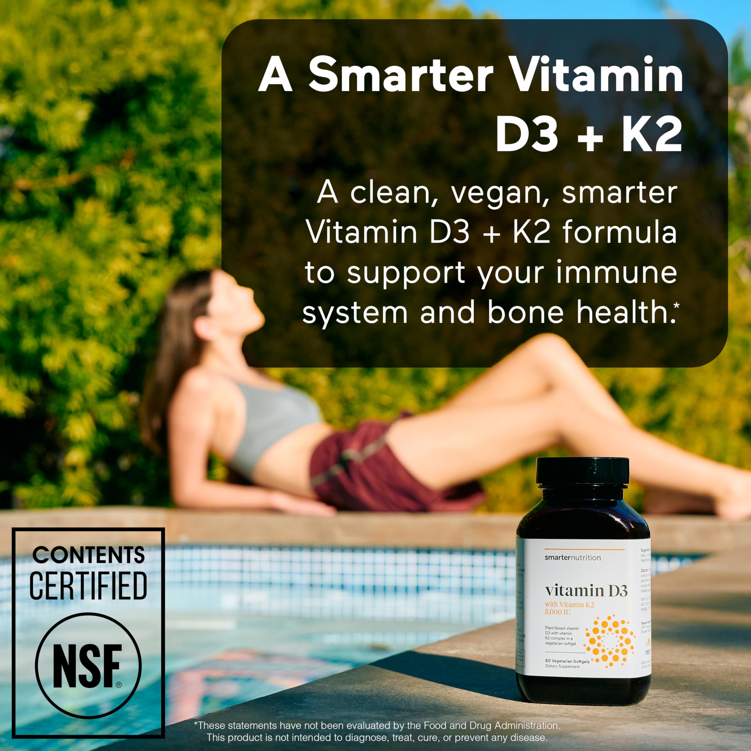 SMARTERNUTRITION Vegan Vitamin D3 5000 IU + Natural Vitamin K2 1100 mcg in Organic Coconut & Olive Oil - D3 K2 Supplement for Immune & Bone Support - 180 Softgels[90 Day Supply] — Amazon image 2