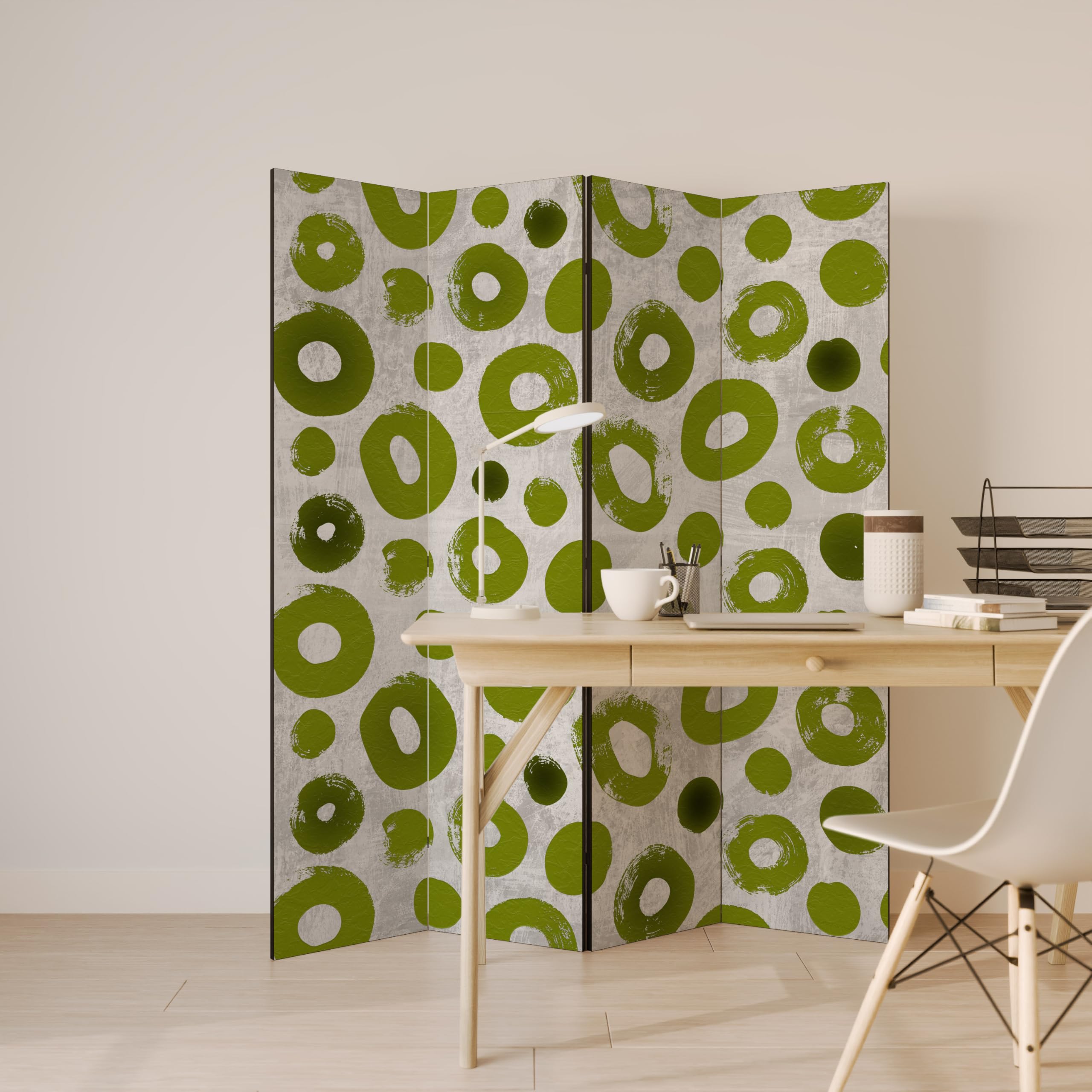 Biombo de 4 paneles – Plegable Premium Impresión en 2 lados – Biombo moderno, separador de espacios interiores, estilo español, diseño decorativo