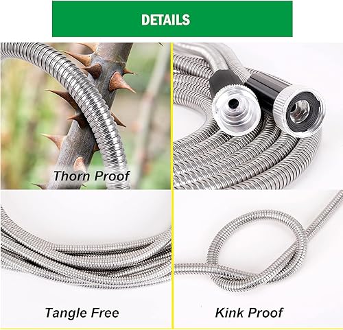 Miniatura 2 de SIXWOOD Manguera Corta de Metal de 3 Pies, Manguera de Agua de Acero Inoxidable, Accesorios de Extensión de Conector, Mangueras Pequeñas Resistentes