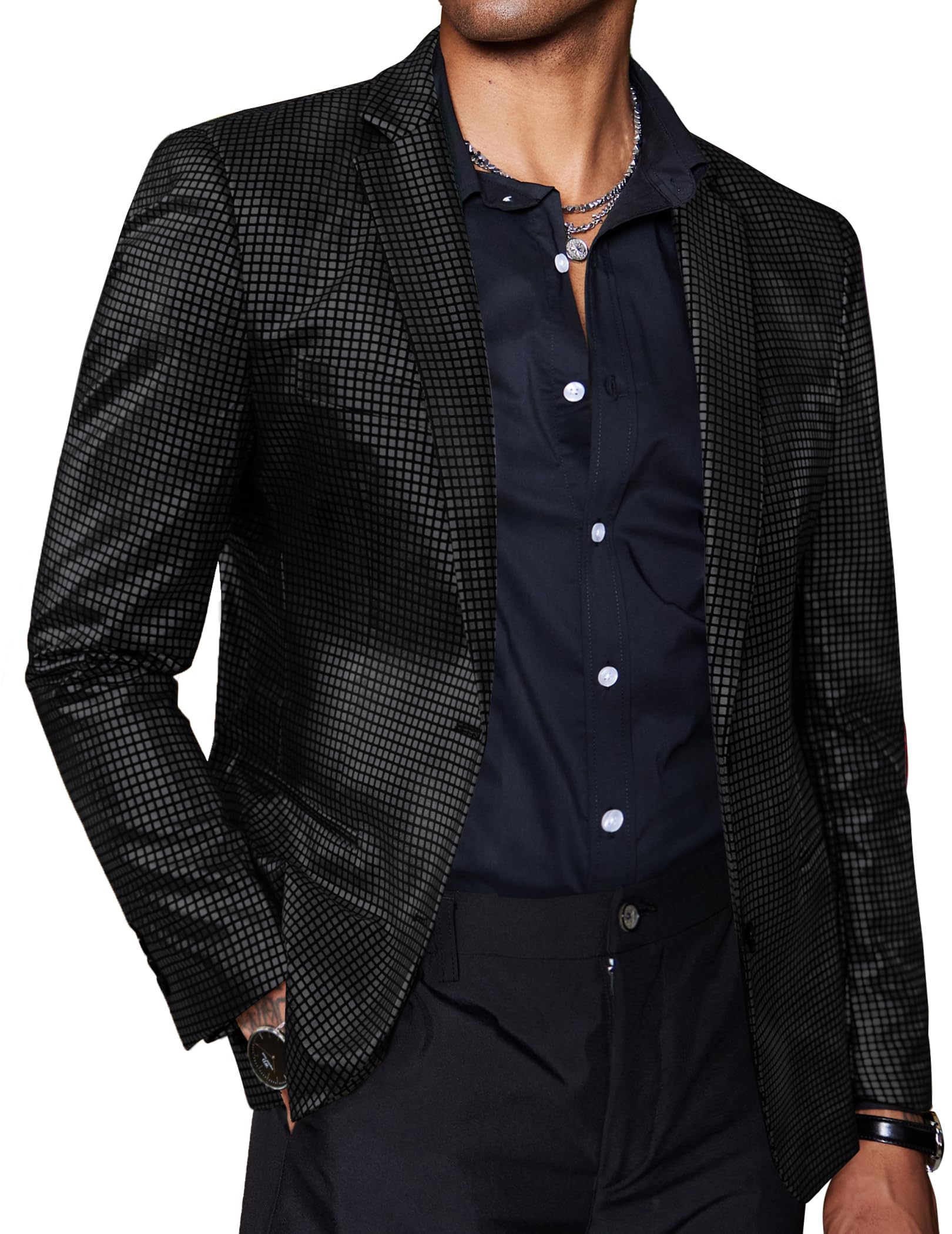 COOFANDY Mens Metallic Jacket Regular Fit Blazer Casual 70s Disco Party Sport Coat