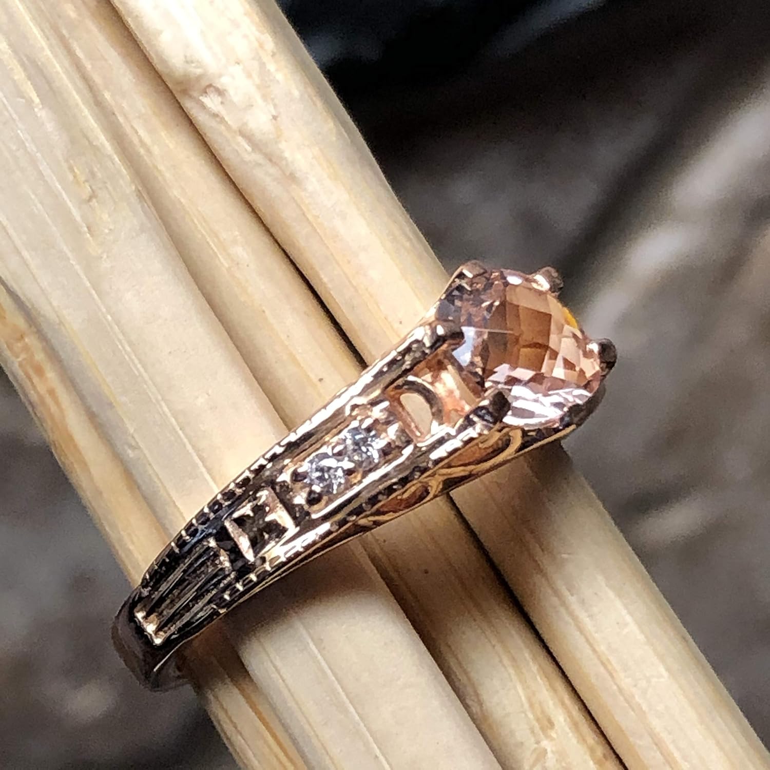 Natural 1ct Peach Morganite 14k Rose Gold Over Sterling Silver Engagement Ring Size 5, 6, 7, 8, 9 - Image 8