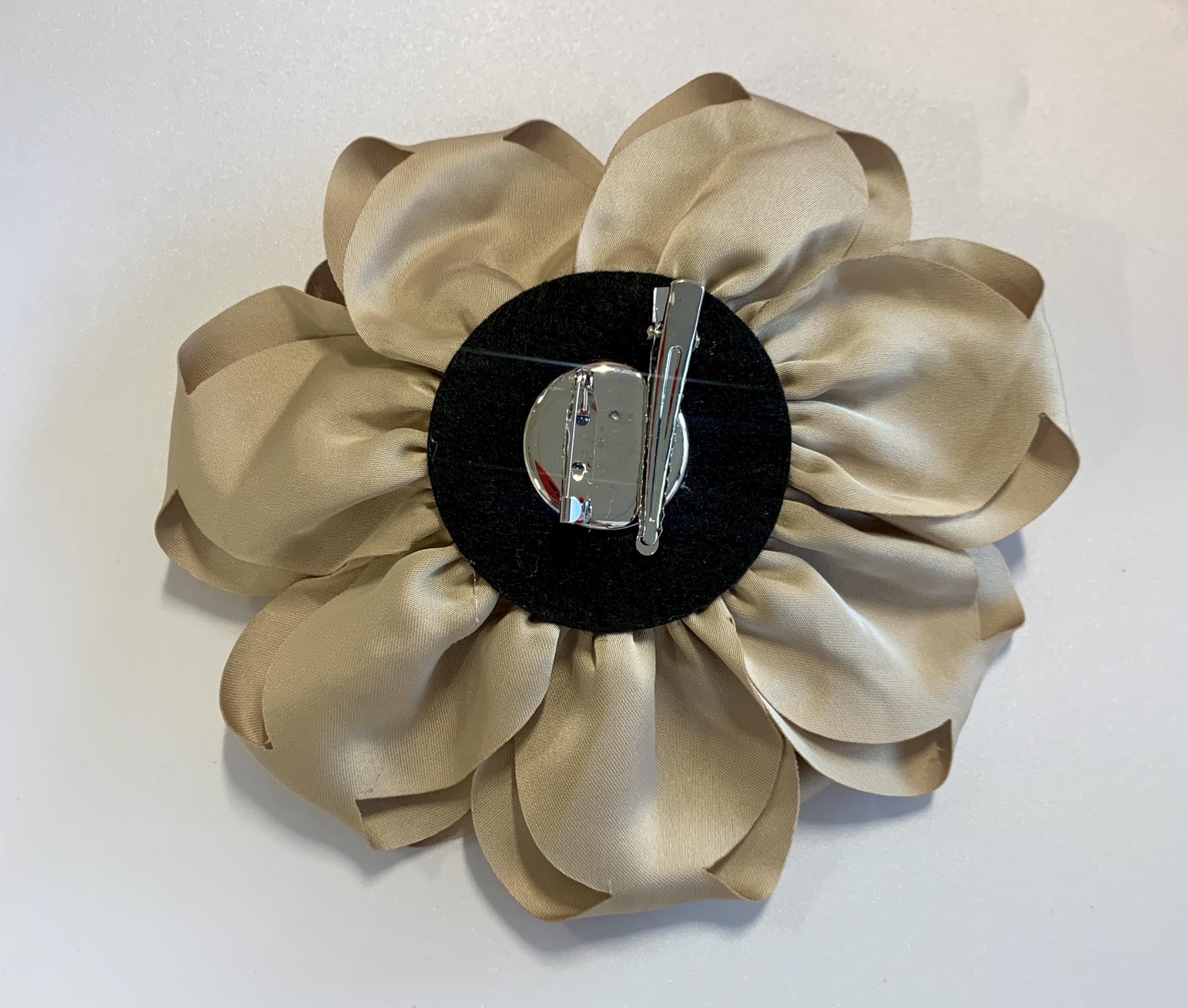 Large Rose Fascinator Corsage Hair Clip and Brooch Pin, Satin Flower, Multi-Colour Options (Champagne Gold) - Image 2