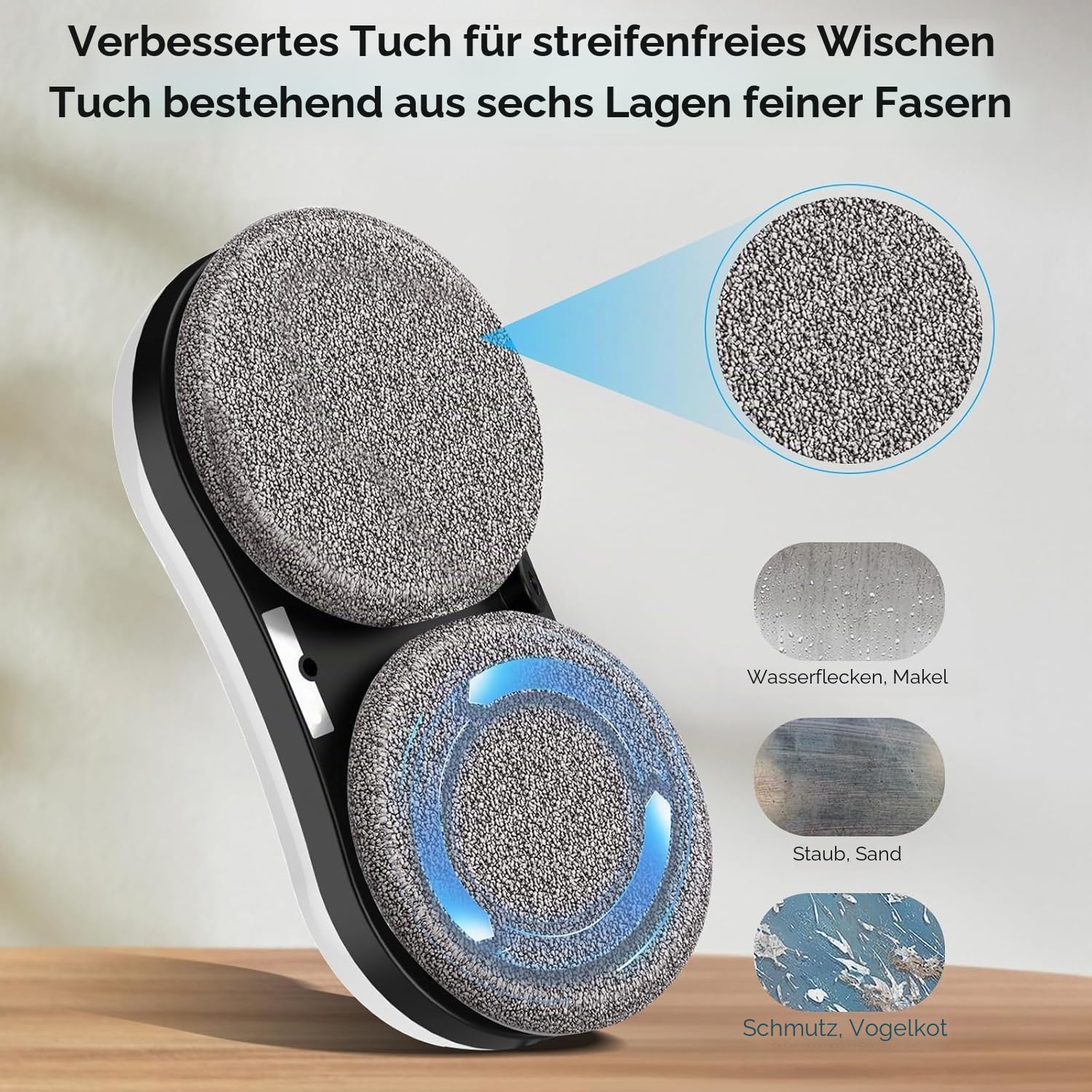 Fensterputzroboter 5600Pa, Fensterputzroboter mit Sprühfunktion, Fensterreiniger Roboter mit Fernbedienung, 3 Reinigungswege, Intelligente Navigation und Kantenerkennungssystem