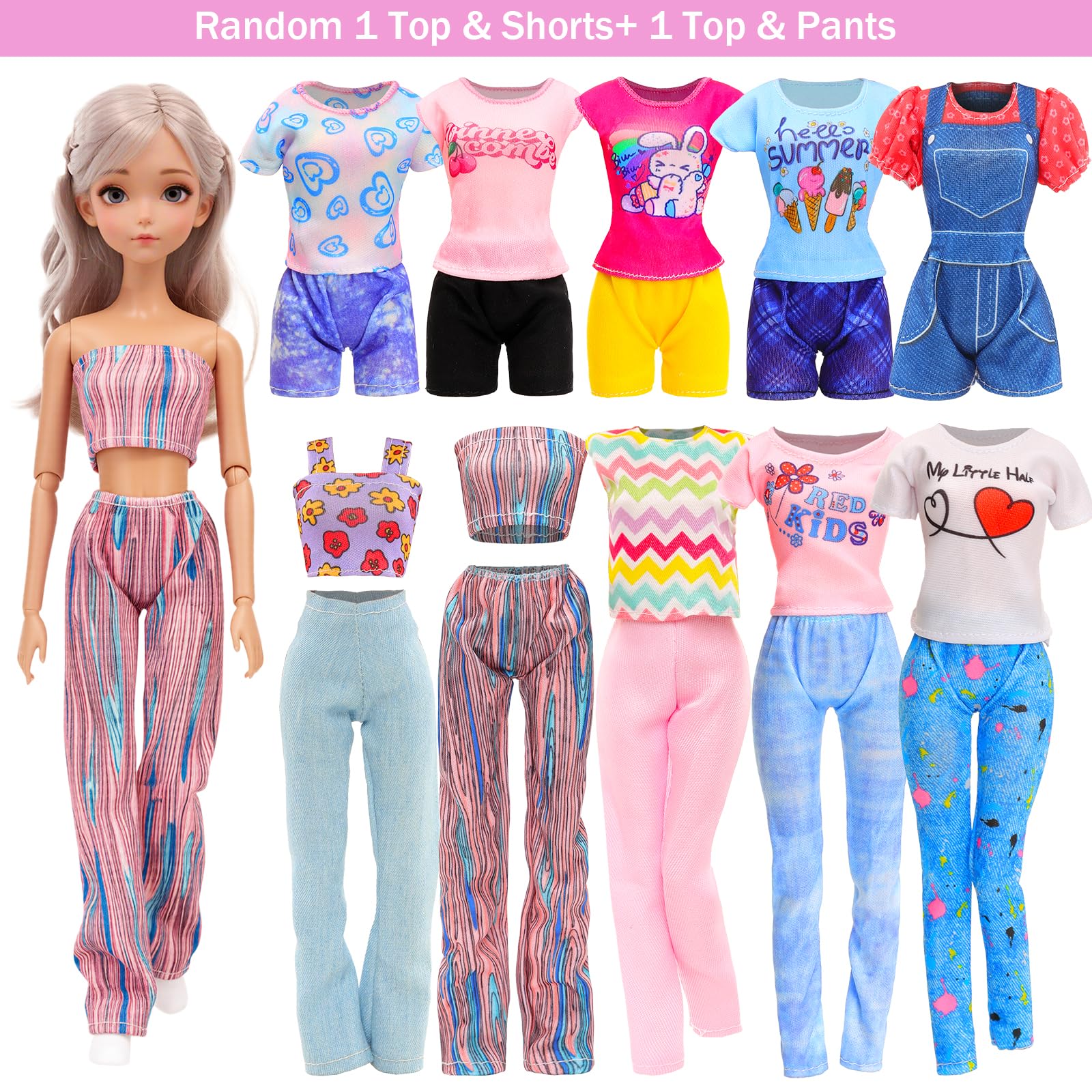 Miunana 95 Lalki Ubrania i akcesoria Moda Sukienki Topy Spodnie Strój Stroju Party Suknia Mini Sukienki kąpielowe Bikini Buty Księżniczka Skrzydła Wieszaki Torebka dla 11.5 calowej lalki