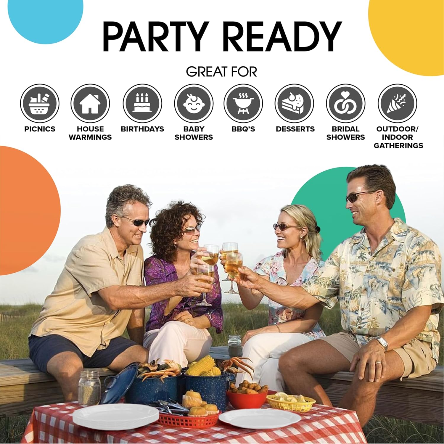 Exquisite White Paper Plates Disposable Heavy Duty 200 Pcs - 100-7" & 100-9" White Disposable Plates For Party Heavy Duty 350 GSM For Birthday Supplies