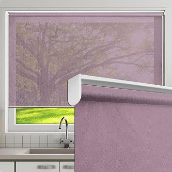 Cordless Sheer Window Roller Shades, Custom Size Purple Roller Window Blinds, Easy Installation for Home and Office