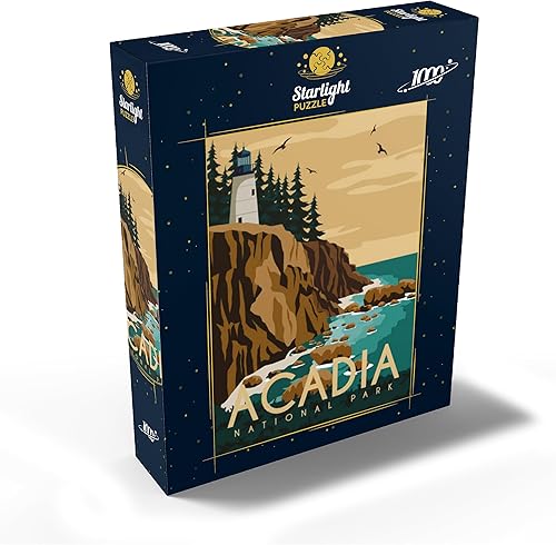 Miniatura 2 de MyPuzzle Acadia National Park Maine USA Art Deco - Póster vintage con ilustración - Rompecabezas de 1000 piezas prémium para adultos