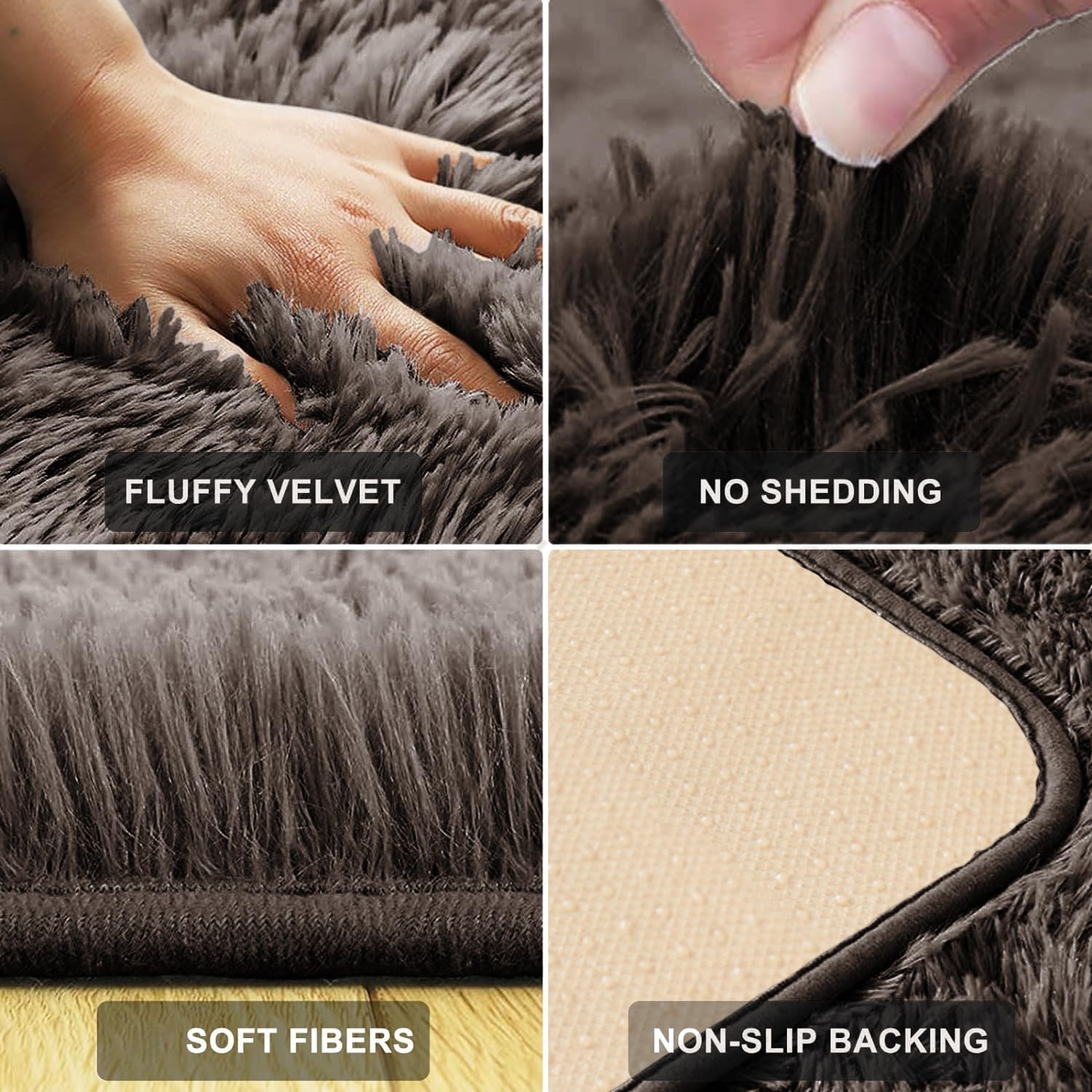 MOONLIGHT20015 Rugs Living Room 120 x 170 cm, Fluffy Shaggy Brown Area Rugs for Bedroom - Image 3